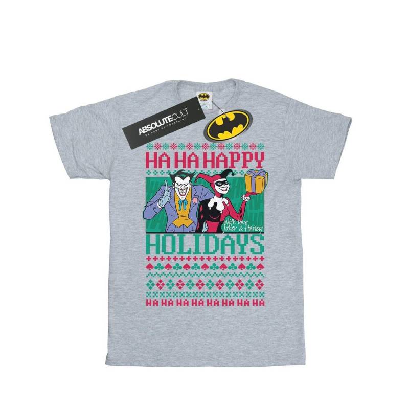 Joker And Harley Quinn Ha Ha Happy Holidays Tshirt Damen Grau M von DC COMICS