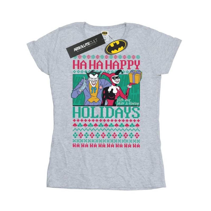 Joker And Harley Quinn Ha Ha Happy Holidays Tshirt Damen Grau XXL von DC COMICS