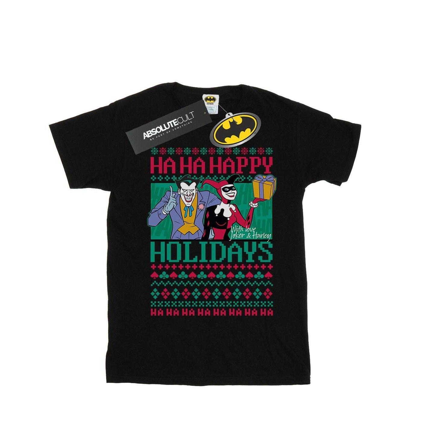 Joker And Harley Quinn Ha Ha Happy Holidays Tshirt Damen Schwarz XL von DC COMICS