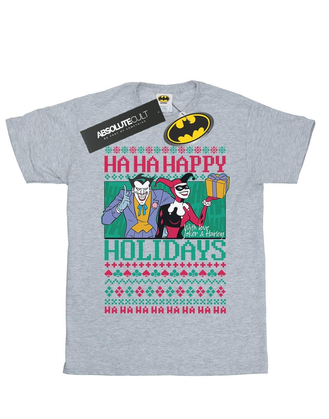 Joker And Harley Quinn Ha Ha Happy Holidays Tshirt Herren Grau 3XL von DC COMICS