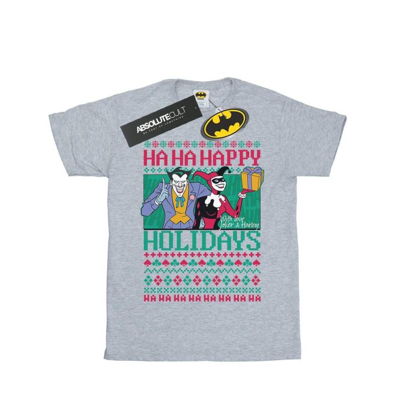 Joker And Harley Quinn Ha Ha Happy Holidays Tshirt Herren Grau 3XL von DC COMICS