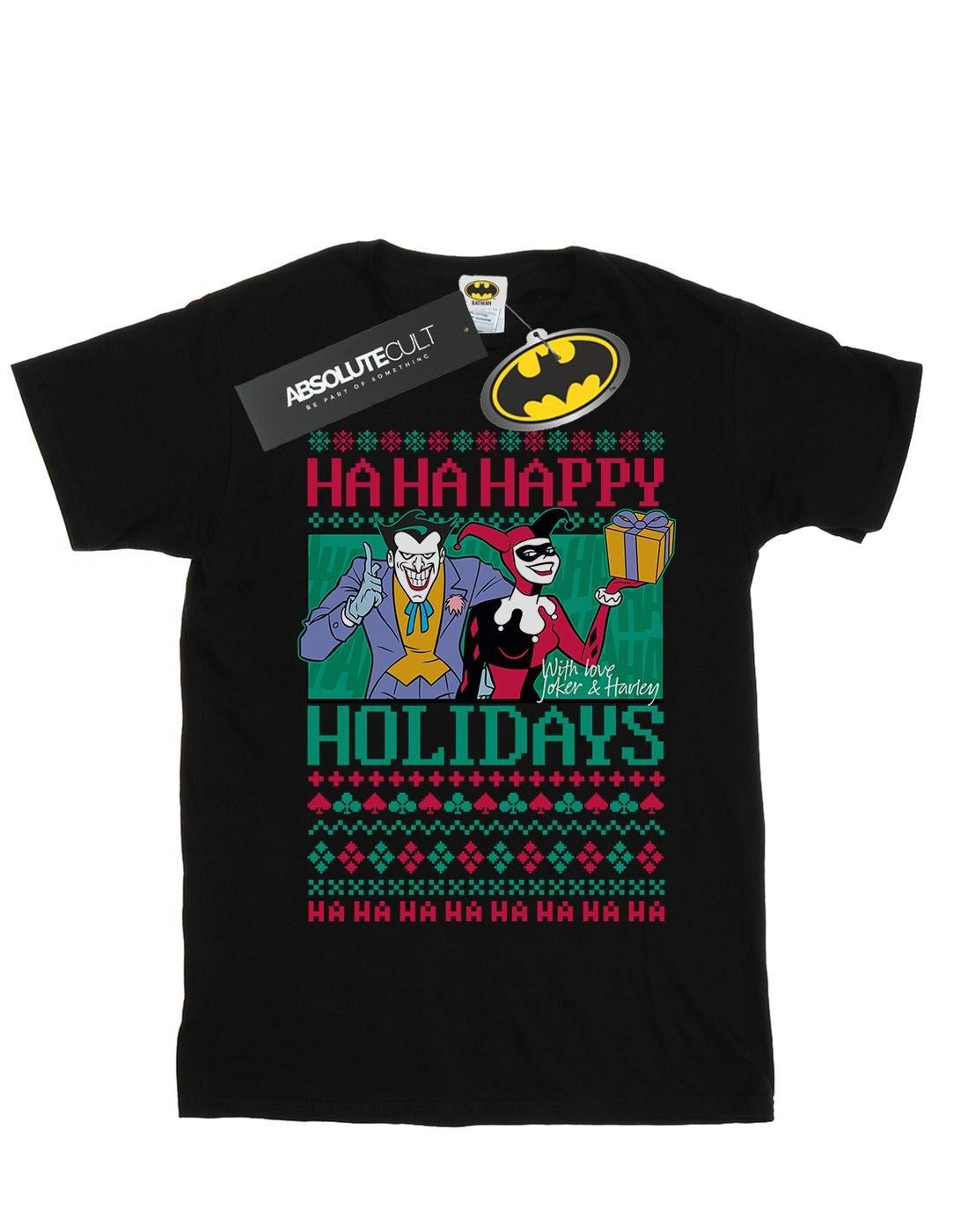 Joker And Harley Quinn Ha Ha Happy Holidays Tshirt Herren Schwarz XXL von DC COMICS