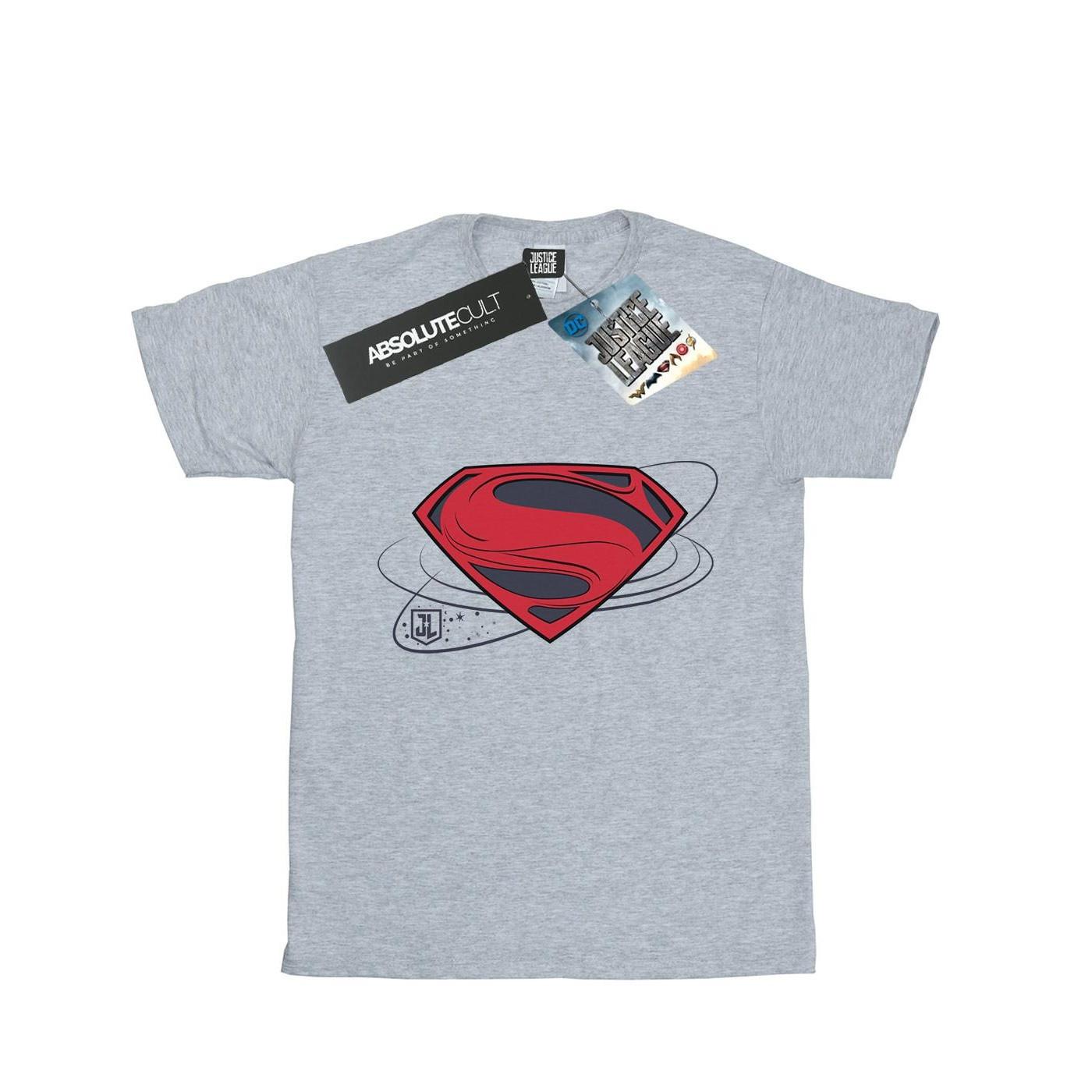 Justice League Movie Superman Logo Tshirt Jungen Grau 128 von DC COMICS