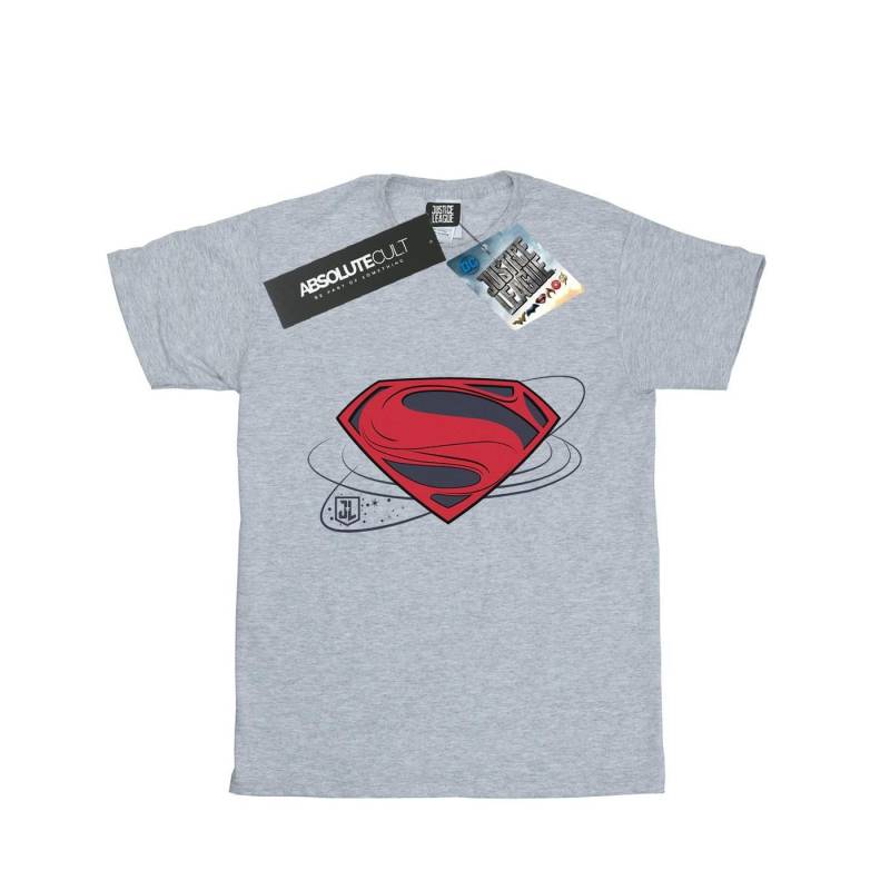 Justice League Movie Superman Logo Tshirt Jungen Grau 128 von DC COMICS