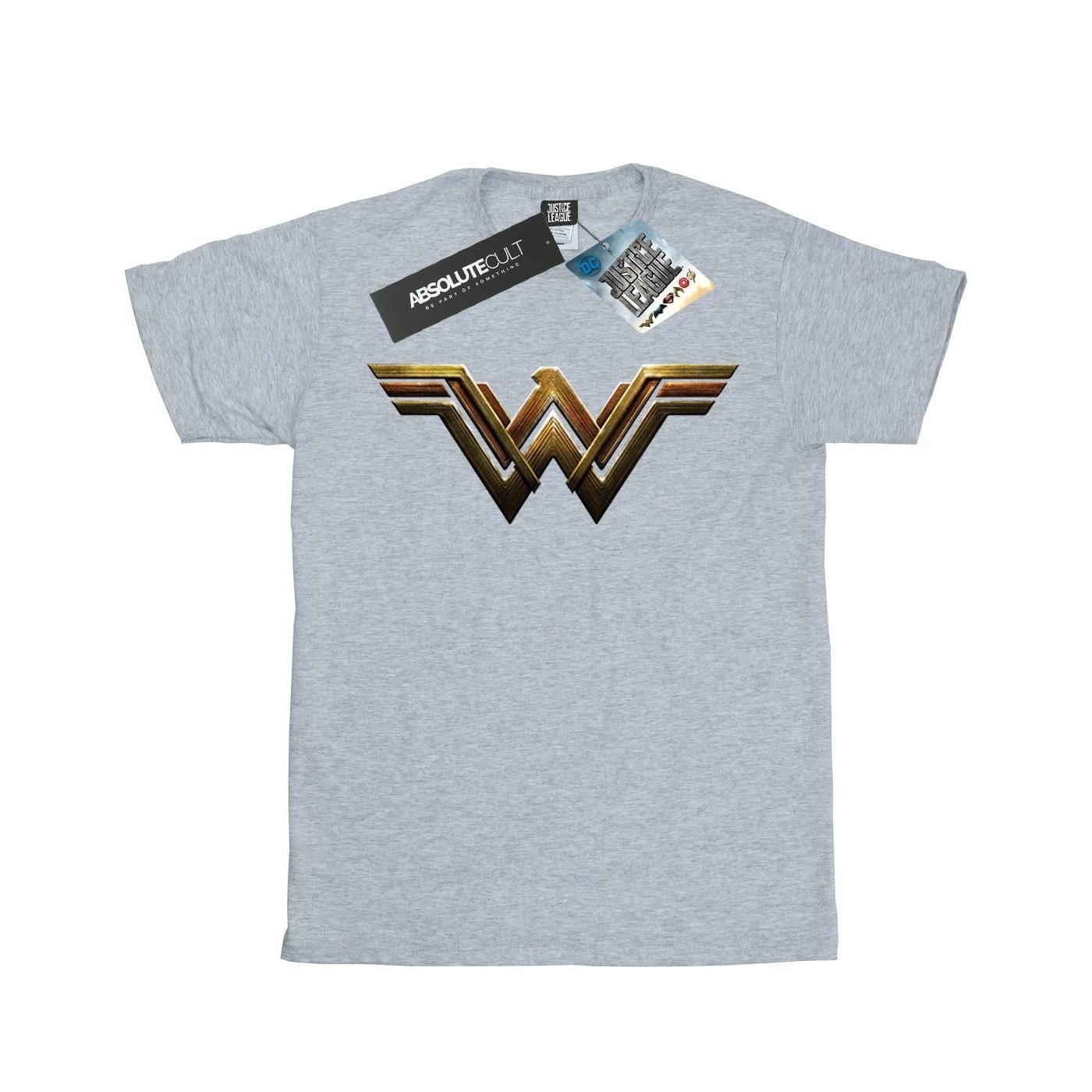 Justice League Movie Wonder Woman Emblem Tshirt Jungen Grau 116 von DC COMICS