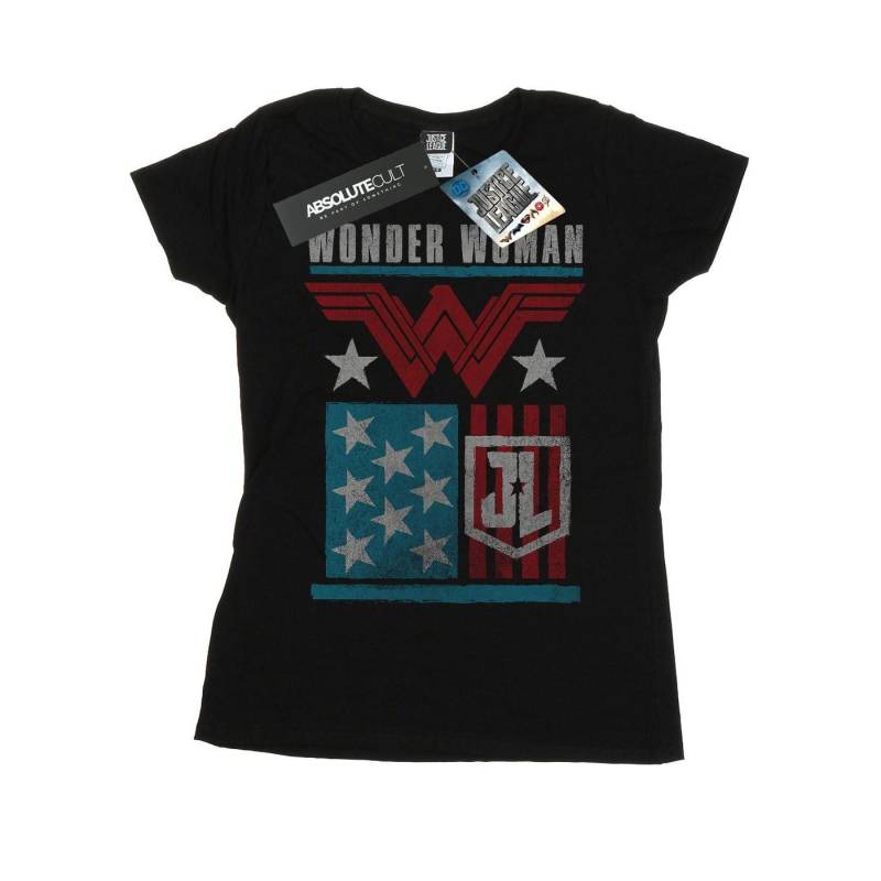 Justice League Movie Wonder Woman Flag Tshirt Damen Schwarz XXL von DC COMICS