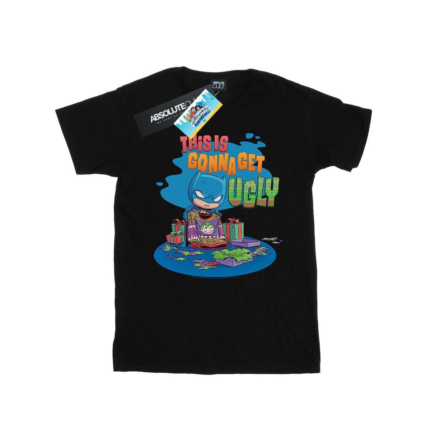 Super Friends Batman Joker Christmas Jumper Tshirt Jungen Schwarz 140/146 von DC COMICS