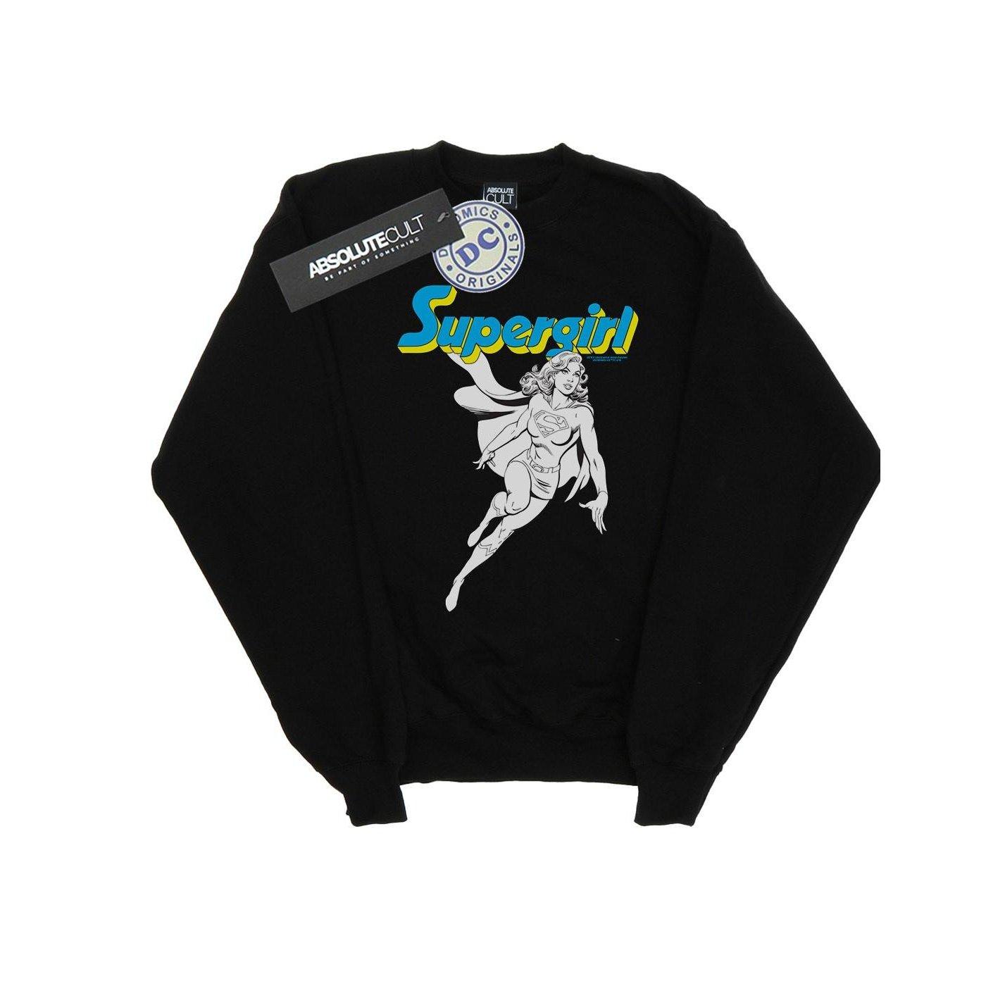 Supergirl Mono Action Pose Sweatshirt Jungen Schwarz 116 von DC COMICS