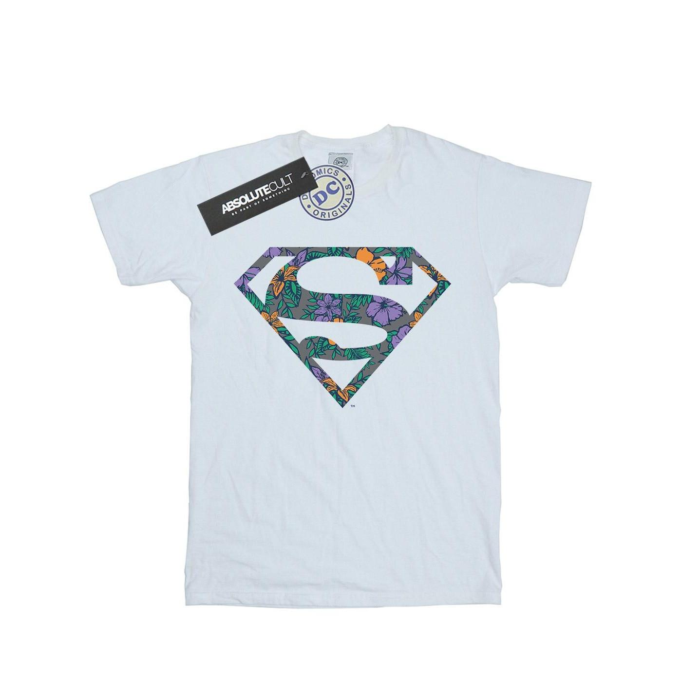 Superman Floral Logo 1 Tshirt Damen Weiss L von DC COMICS