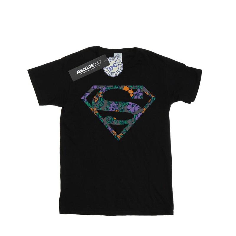 Superman Floral Logo 1 Tshirt Mädchen Schwarz 152-158 von DC COMICS