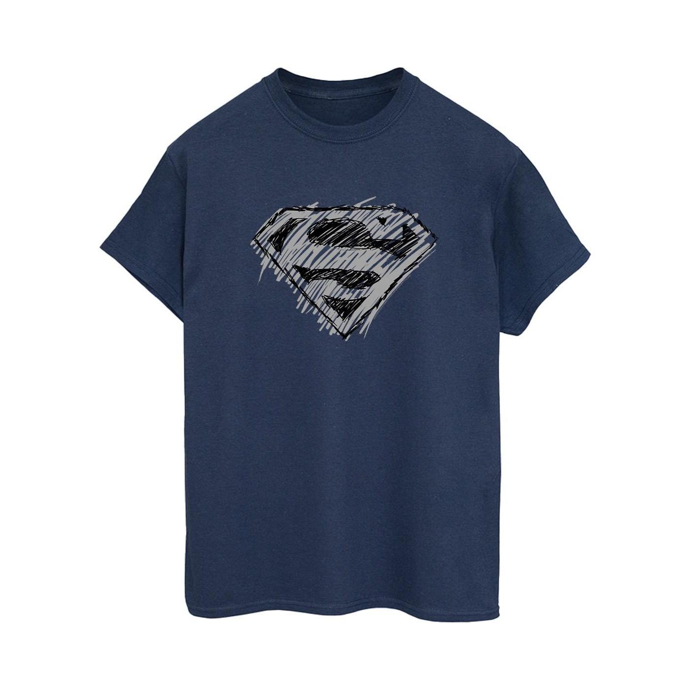 Superman Logo Sketch Tshirt Damen Marine M von DC COMICS