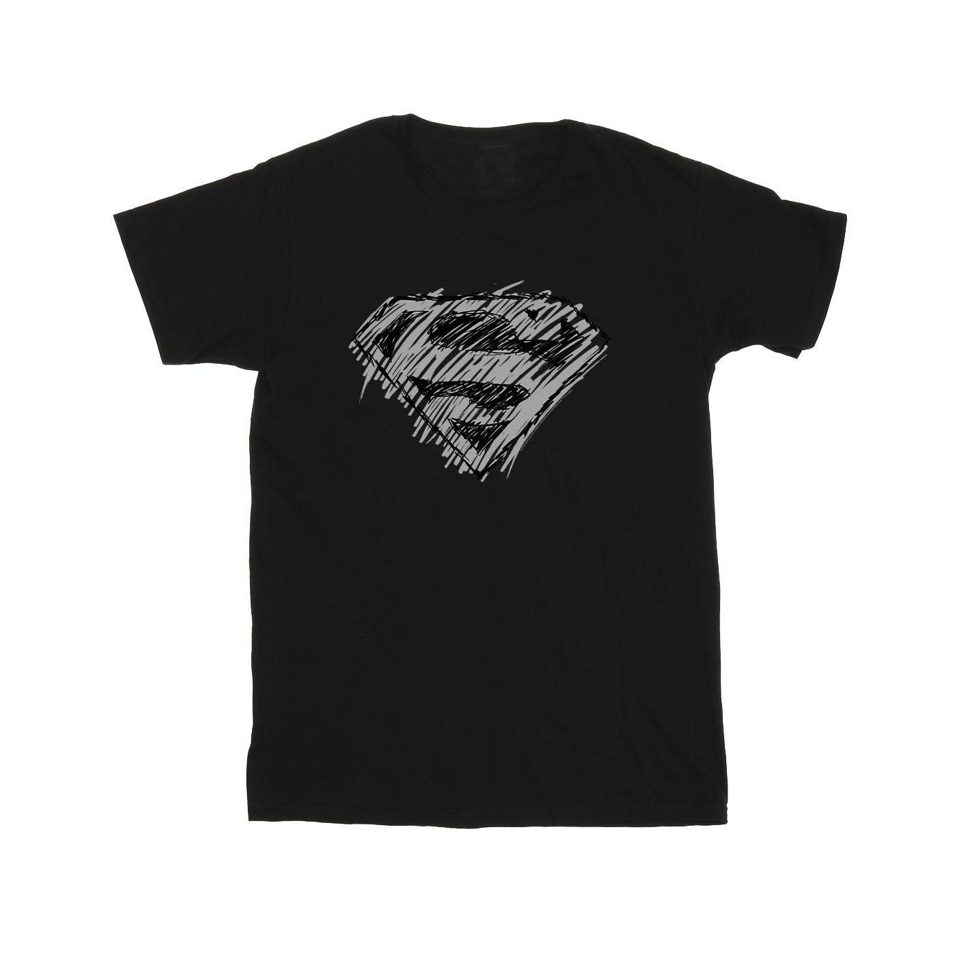 Superman Logo Sketch Tshirt Jungen Schwarz 116 von DC COMICS