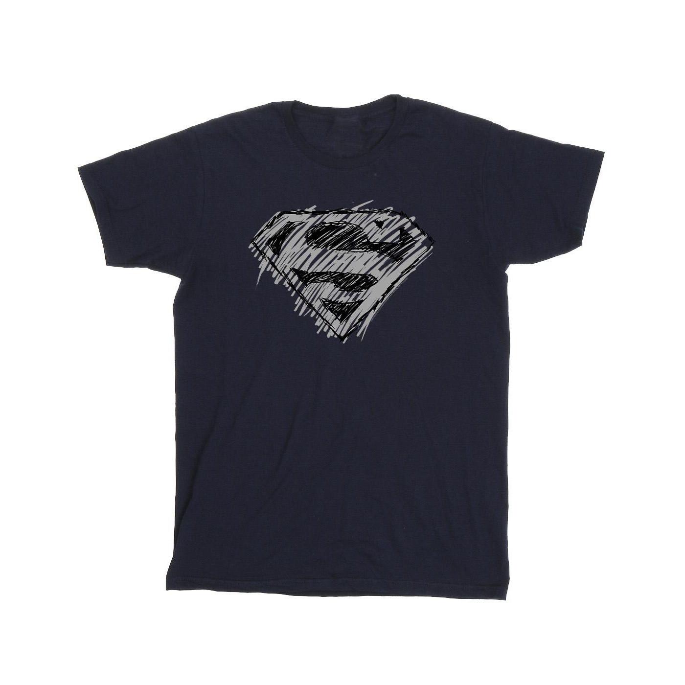 Superman Logo Sketch Tshirt Mädchen Marine 152-158 von DC COMICS