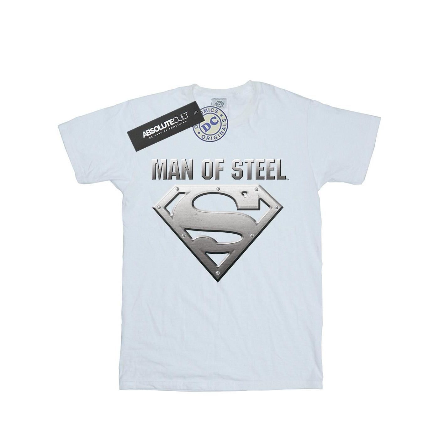 Superman Man Of Steel Shield Tshirt Herren Weiss M von DC COMICS