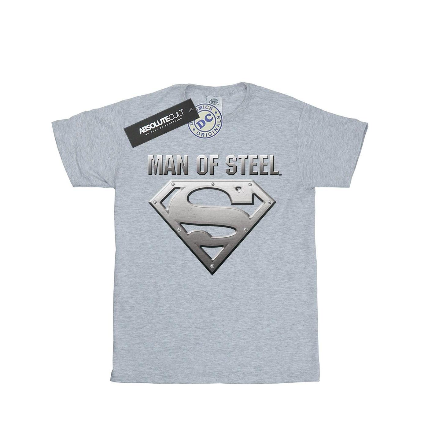 Superman Man Of Steel Shield Tshirt Jungen Grau 116 von DC COMICS