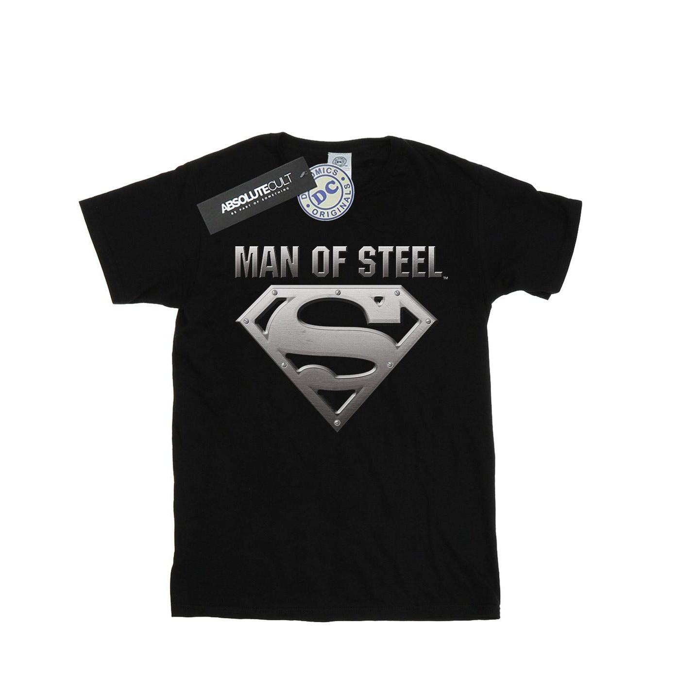 Superman Man Of Steel Shield Tshirt Jungen Schwarz 116 von DC COMICS