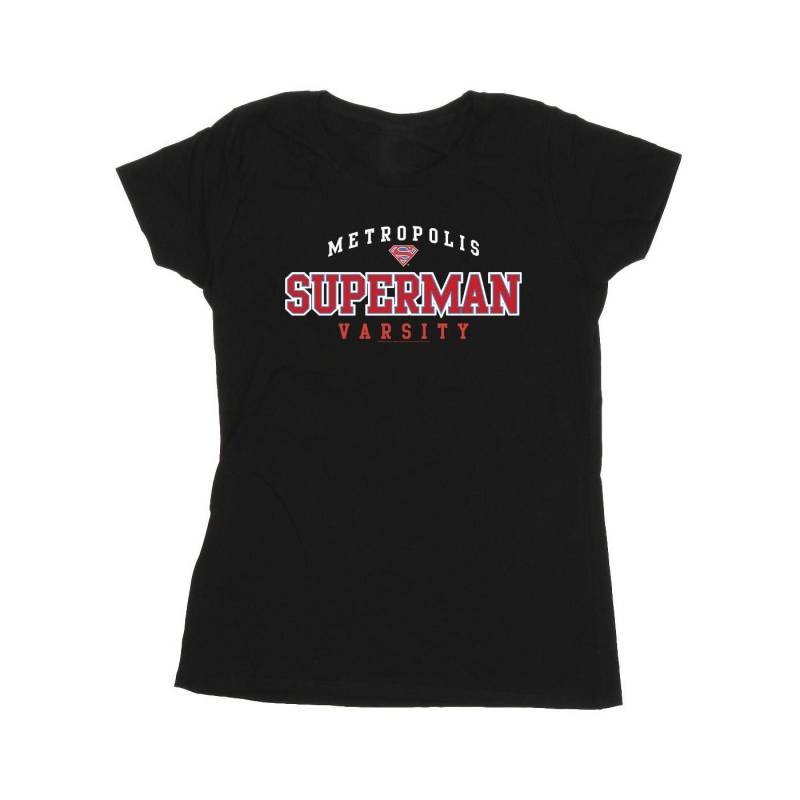 Superman Metropolis Varsity Tshirt Damen Schwarz M von DC COMICS