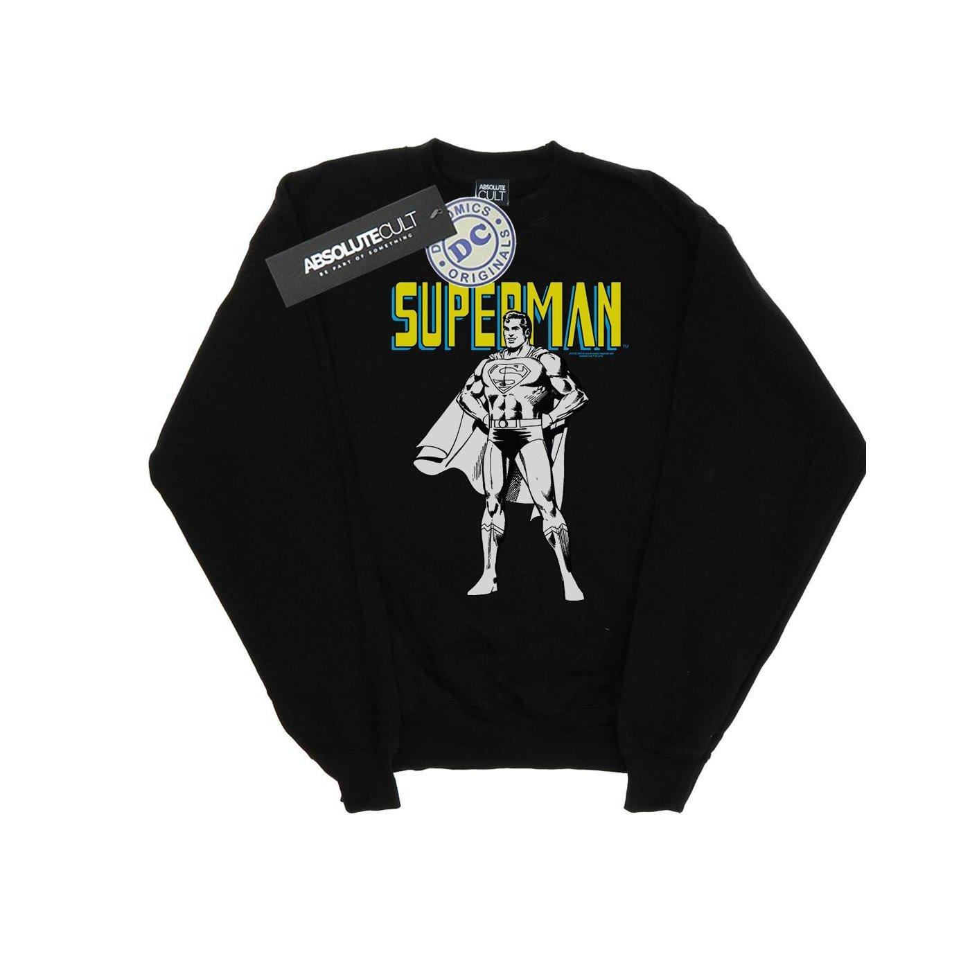 Superman Mono Action Pose Sweatshirt Jungen Schwarz 128 von DC COMICS