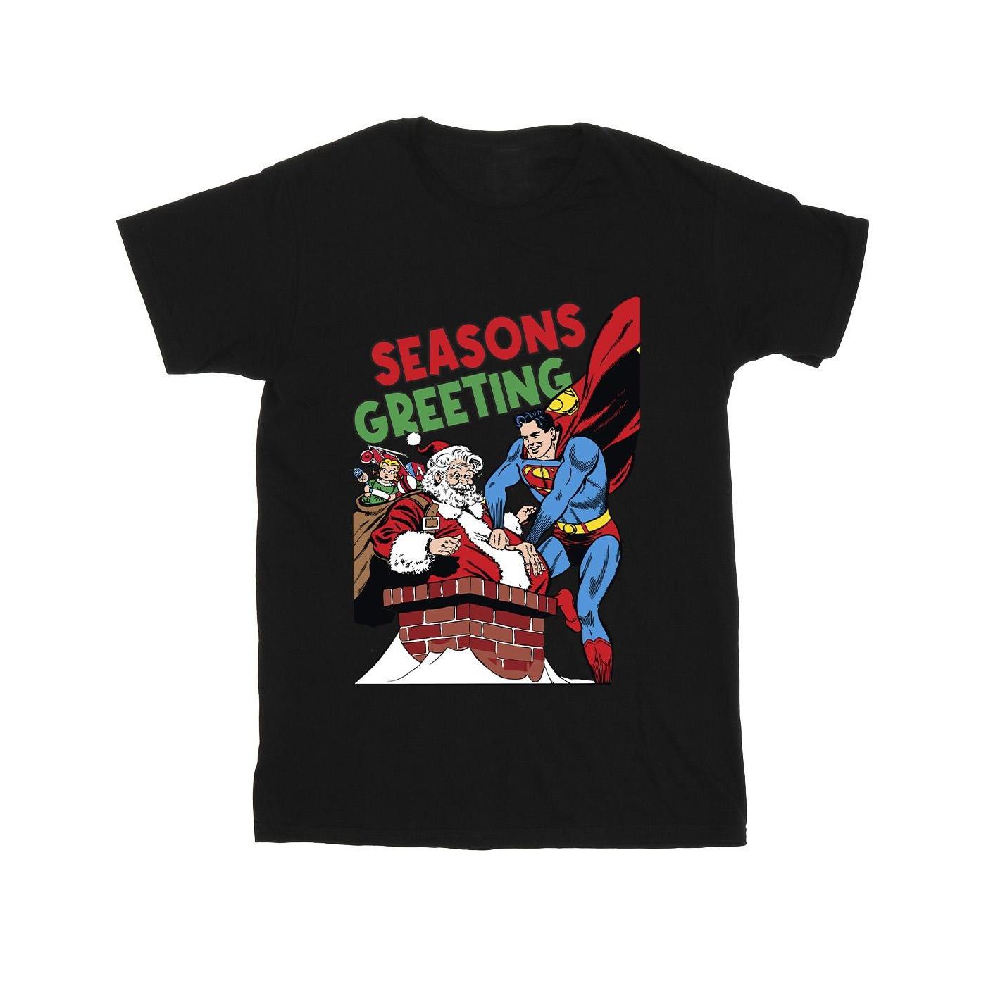 Superman Santa Comic Tshirt Herren Schwarz L von DC COMICS
