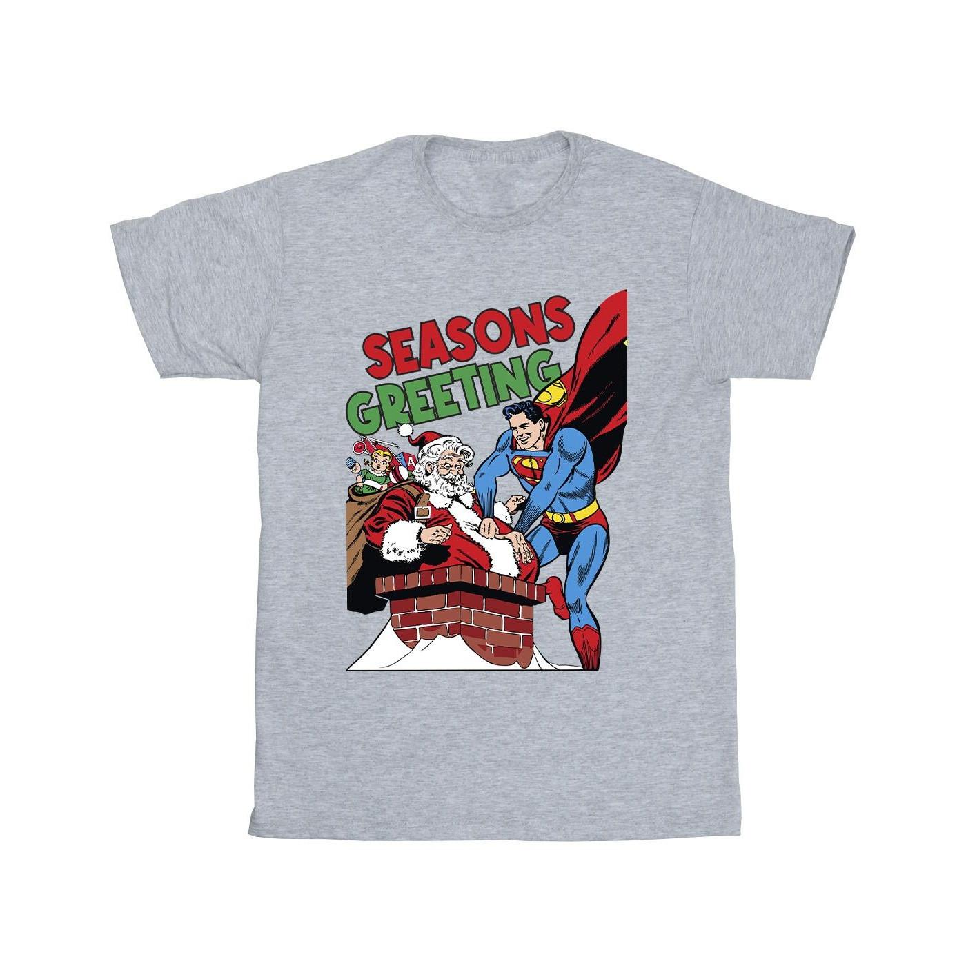 Superman Santa Comic Tshirt Mädchen Grau 128 von DC COMICS