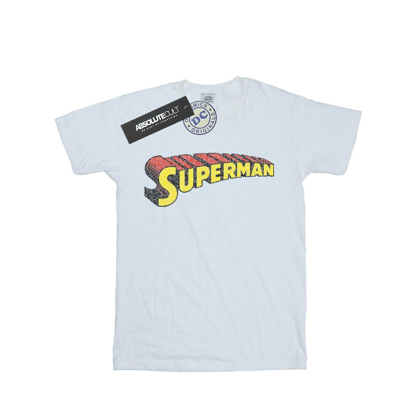 Superman Telescopic Crackle Logo Tshirt Damen Weiss L von DC COMICS