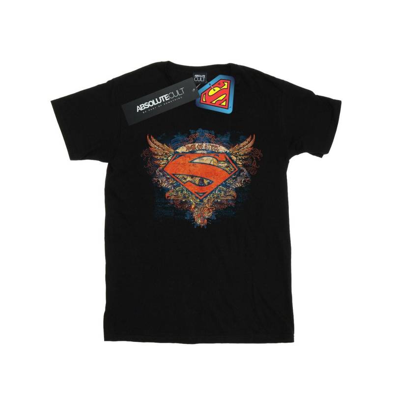 Superman Wings Shield Tshirt Herren Schwarz 3XL von DC COMICS