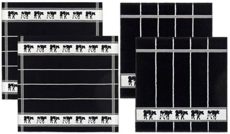 DDDDD Geschirrtuch »Zwart Bont«, (Set, 4 tlg.), Combiset: 2 Küchentücher & 2 Geschirrtücher von DDDDD