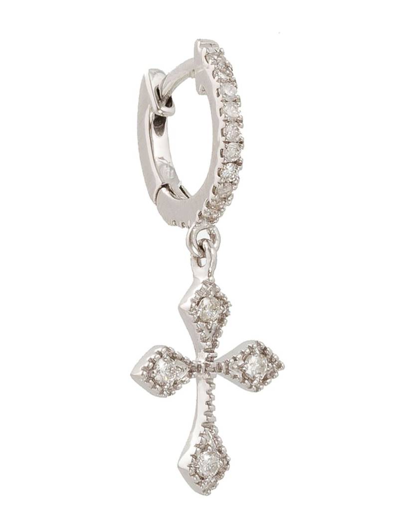 DE JAEGHER 18kt white gold Baby Cross diamond hoop earring - Silver von DE JAEGHER