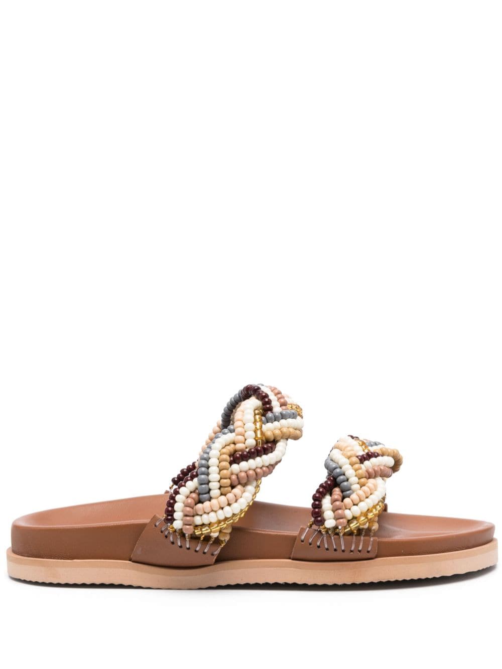 DE SIENA SHOES bead-embellished leather slides - Brown von DE SIENA SHOES