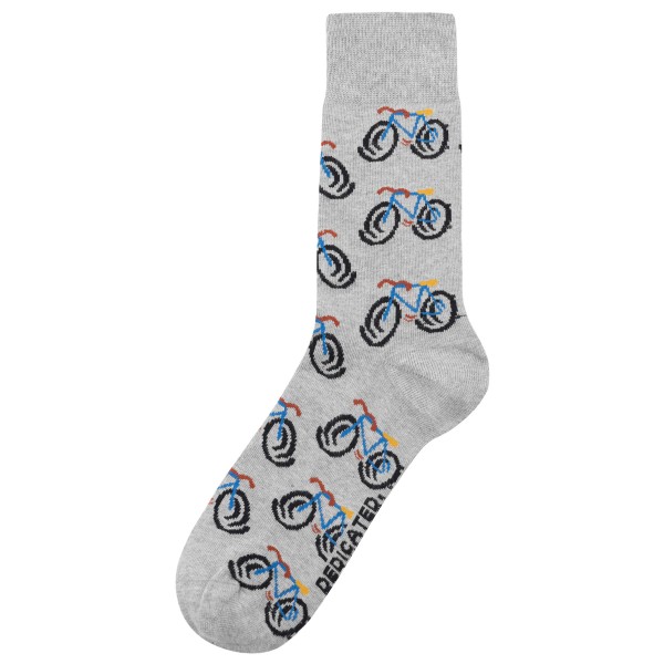 DEDICATED - Socks Sigtuna Happy Bike AOP - Multifunktionssocken Gr 36-40 grau von DEDICATED