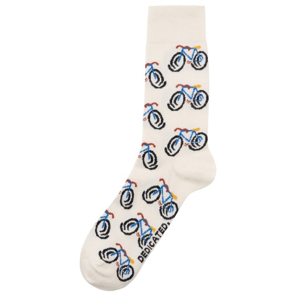 DEDICATED - Socks Sigtuna Happy Bike AOP - Multifunktionssocken Gr 36-40 weiß von DEDICATED