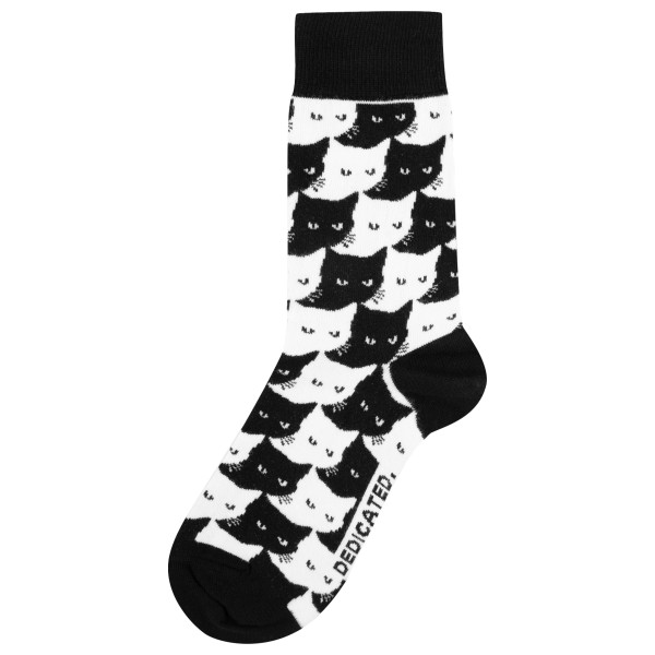 DEDICATED - Socks Sigtuna Pepita Cats - Multifunktionssocken Gr 36-40 schwarz von DEDICATED