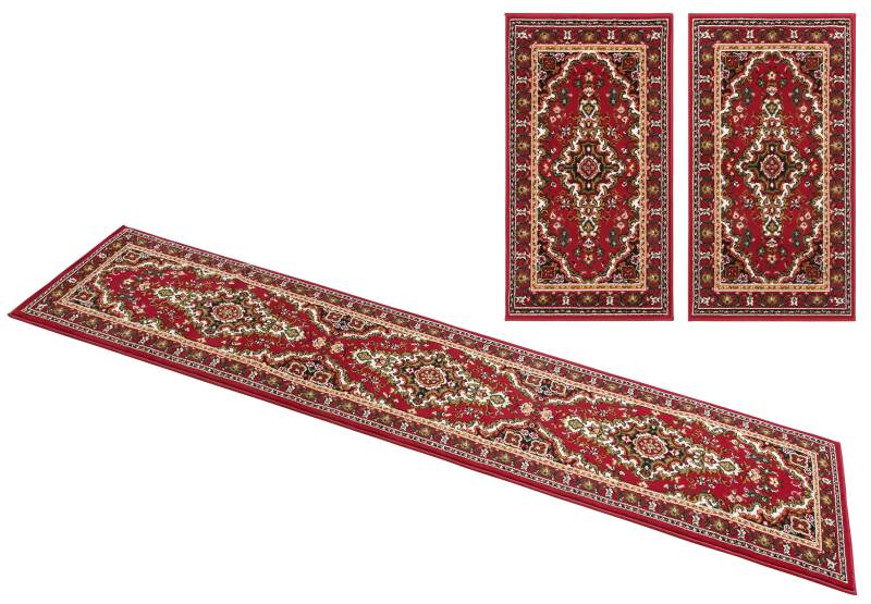 Home affaire Bettumrandung »Oriental, Made in Belgium«, (3 tlg.), Läufer-Set, Kurzflor, Orient-Optik, mit Bordüre, pflegeleicht, elegant von home affaire