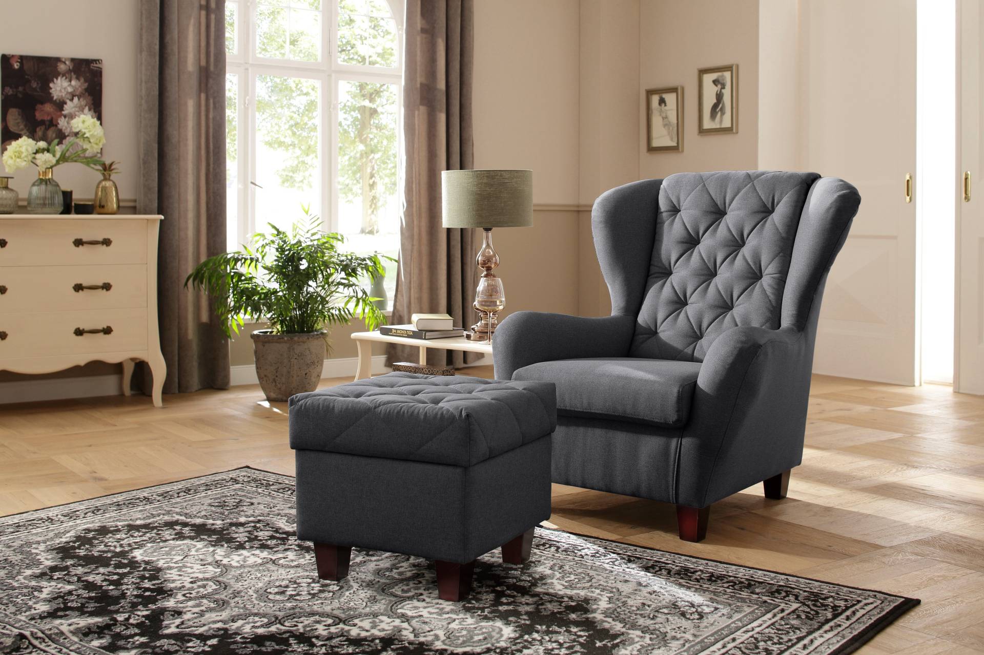 Home affaire Ohrensessel »Alexandra«, incl. Hocker, mit Steppung, in vielen Farben Home affaire Ohrensessel »Alexandra«, incl. Hocker, mit Steppung, in vielen Farben von home affaire