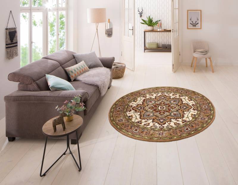 my home Wollteppich »Aman«, rund, 14 mm Höhe, reine Wolle, Orient-Optik, ideal im Wohnzimmer & Schlafzimmer von My Home