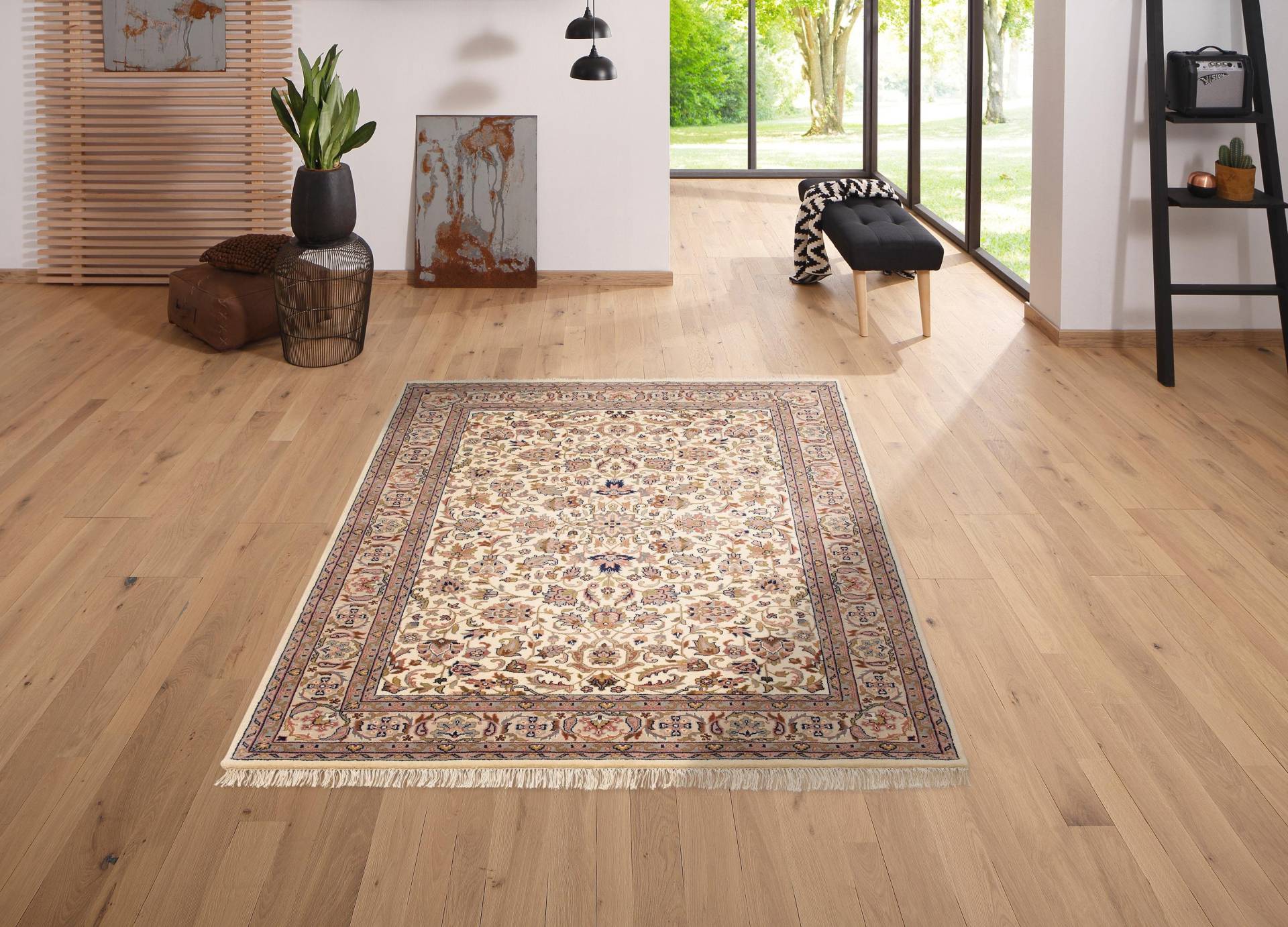 Home affaire Orientteppich »Aras«, rechteckig, 12 mm Höhe, handgeknüpft, reine Wolle, mit Fransen, Wohnzimmer Home affaire Orientteppich »Aras«, rechteckig, 12 mm Höhe, handgeknüpft, reine Wolle, mit Fransen, Wohnzimmer von home affaire