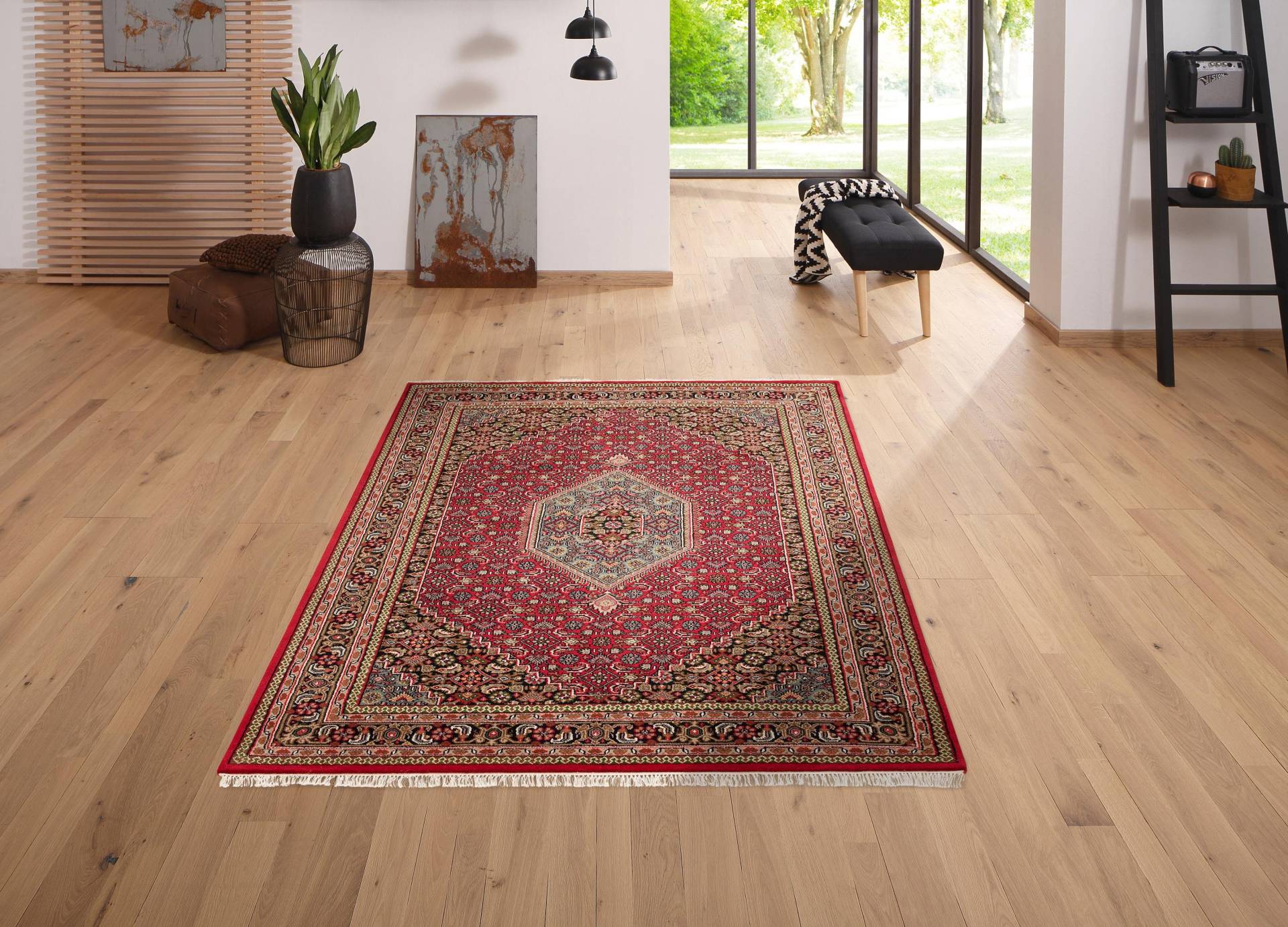 Home affaire Orientteppich »Fares«, rechteckig, 12 mm Höhe, handgeknüpft, reine Wolle, mit Fransen, Wohnzimmer Home affaire Orientteppich »Fares«, rechteckig, 12 mm Höhe, handgeknüpft, reine Wolle, mit Fransen, Wohnzimmer von home affaire
