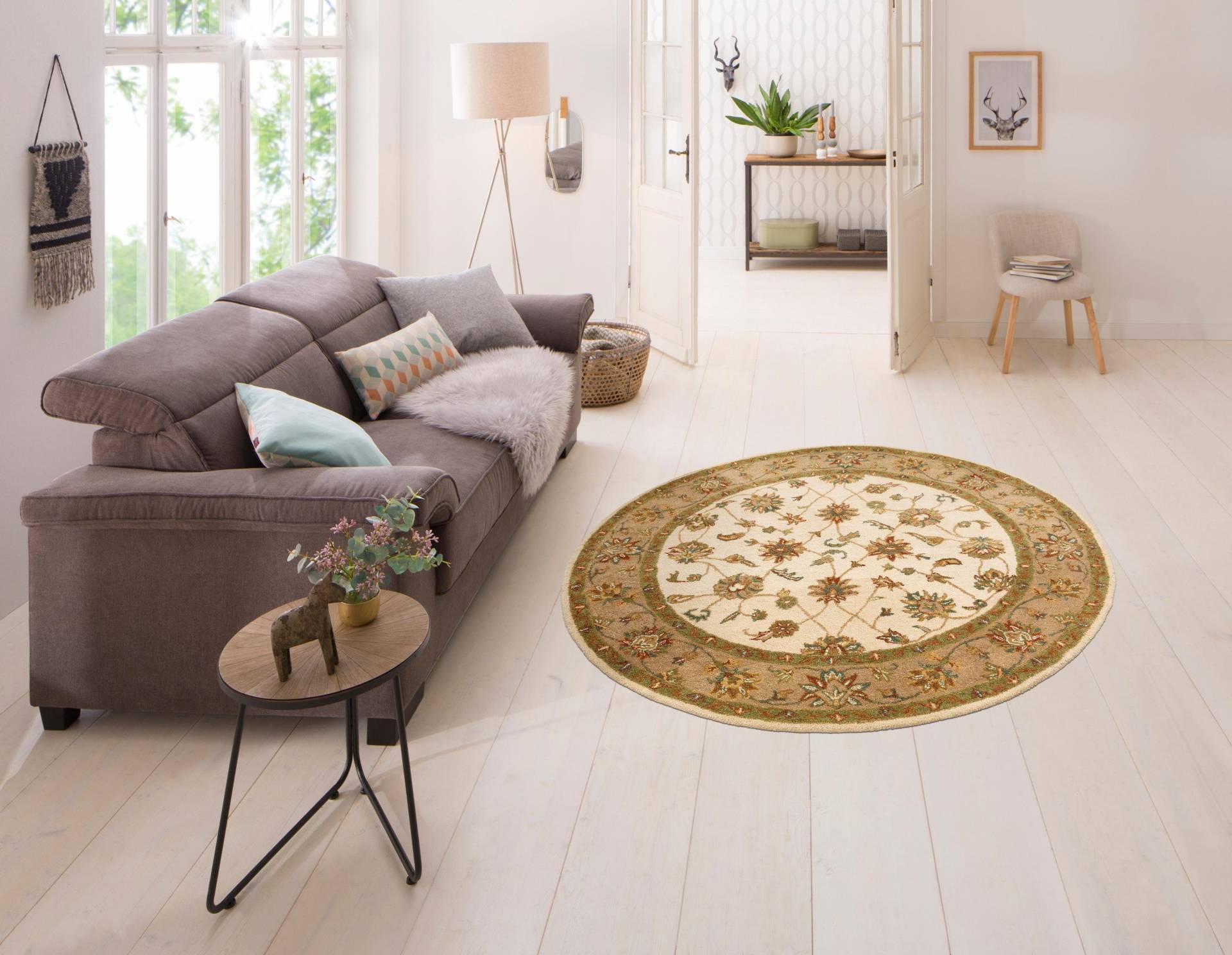 my home Wollteppich »Sahil«, rund, 14 mm Höhe, reine Wolle, Orientteppich, ideal im Wohnzimmer & Schlafzimmer von My Home