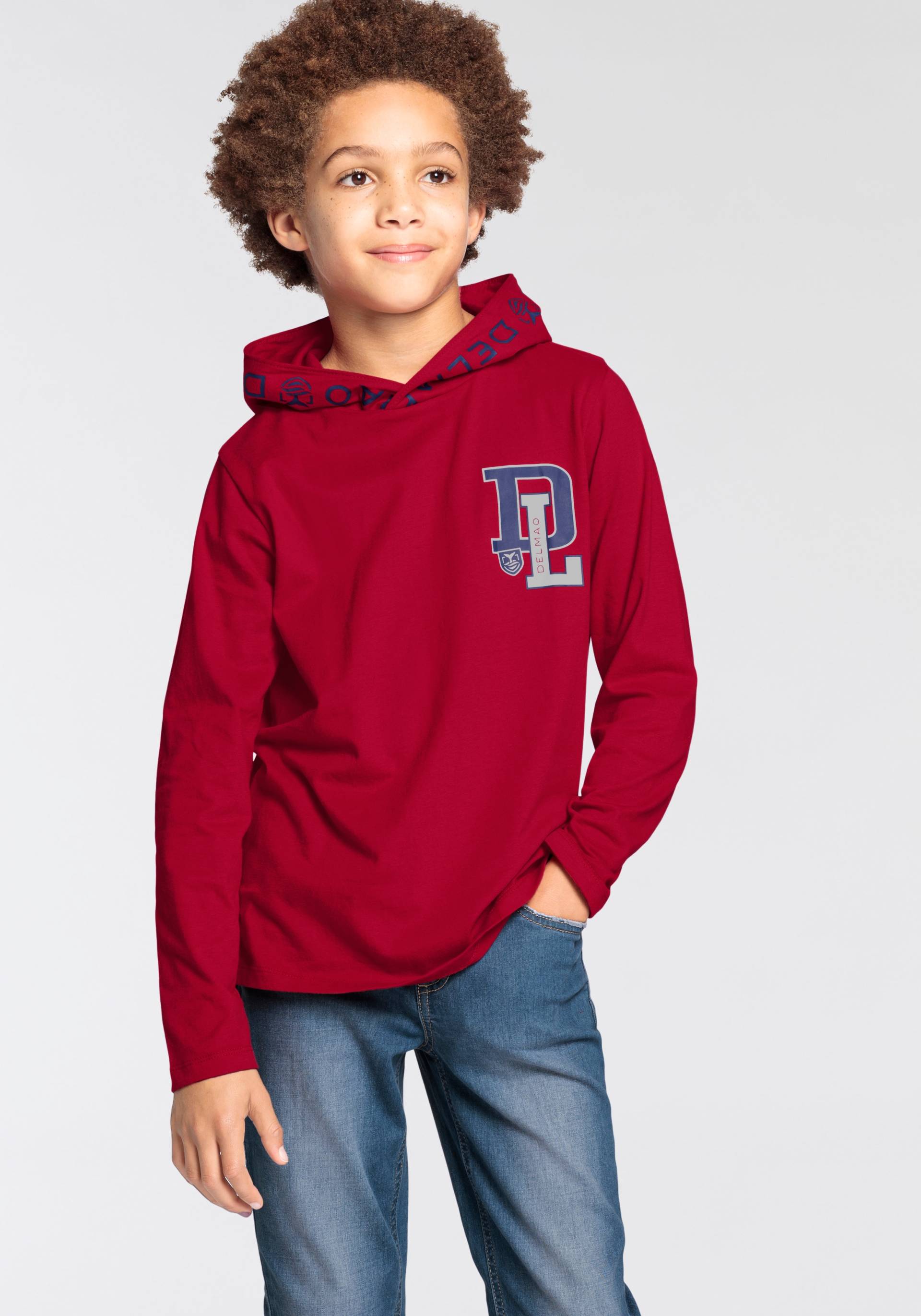 DELMAO Kapuzenshirt »für Jungen«, Langarm, trendiger Druck, ideal für lässige und sportliche Outfits DELMAO Kapuzenshirt »für Jungen«, Langarm, trendiger Druck, ideal für lässige und sportliche Outfits von DELMAO