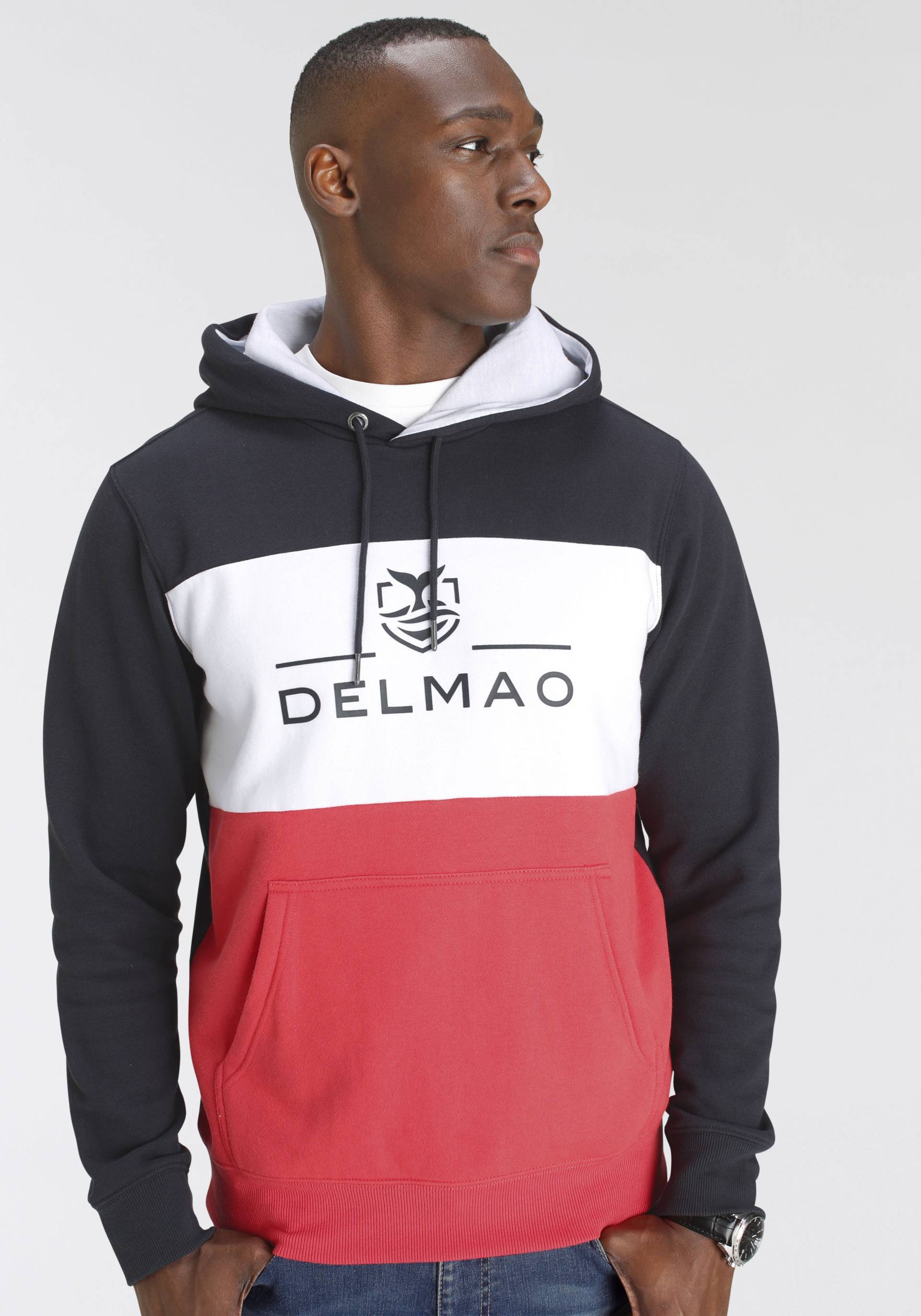 DELMAO Kapuzensweatshirt, Langarm, lockere Passform, Colourblocking-Optik, mit Kapuze DELMAO Kapuzensweatshirt, Langarm, lockere Passform, Colourblocking-Optik, mit Kapuze von DELMAO
