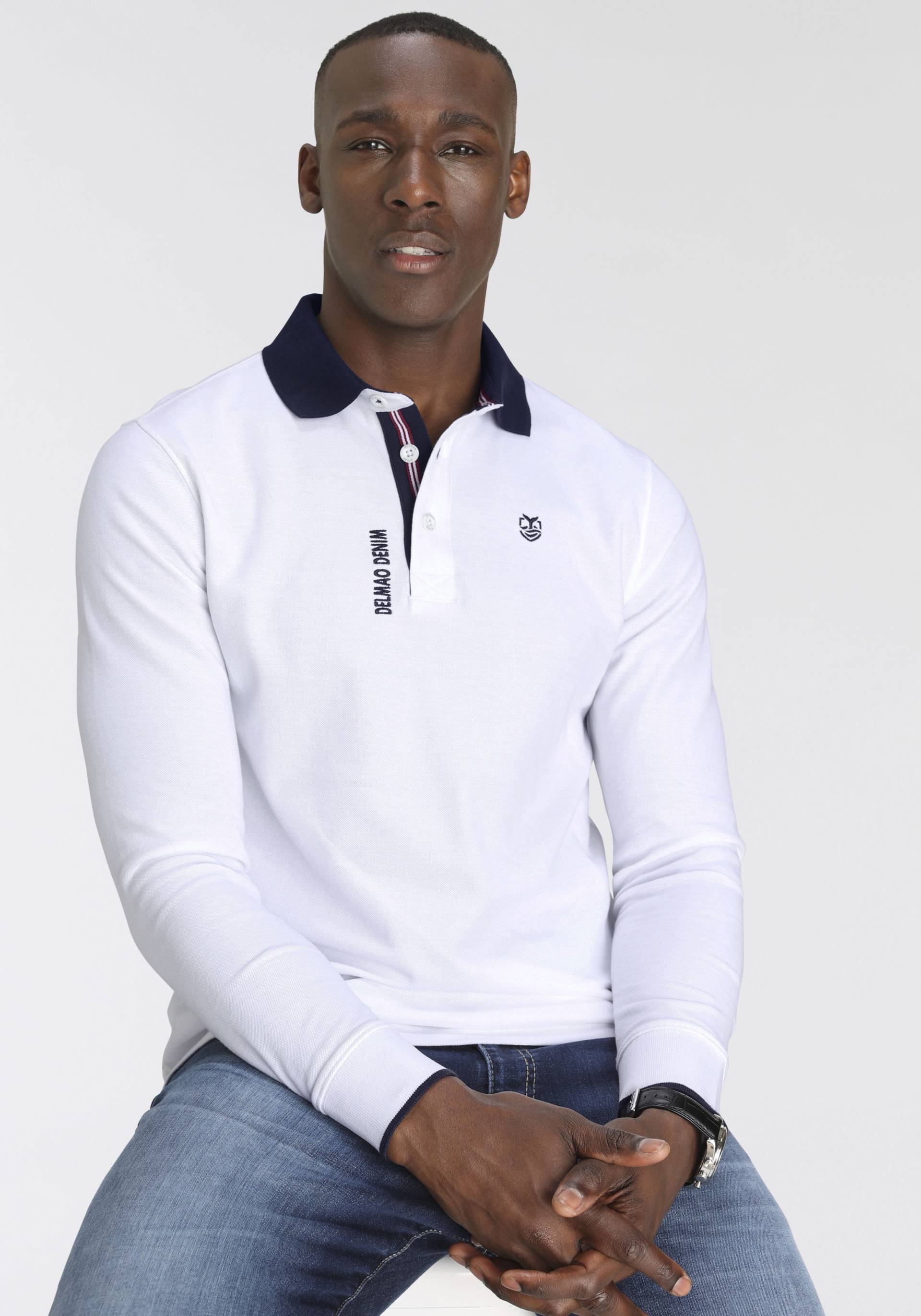 DELMAO Langarm-Poloshirt, Langarm, aus atmungsaktivem Piqué-Stoff, Polokragen DELMAO Langarm-Poloshirt, Langarm, aus atmungsaktivem Piqué-Stoff, Polokragen von DELMAO