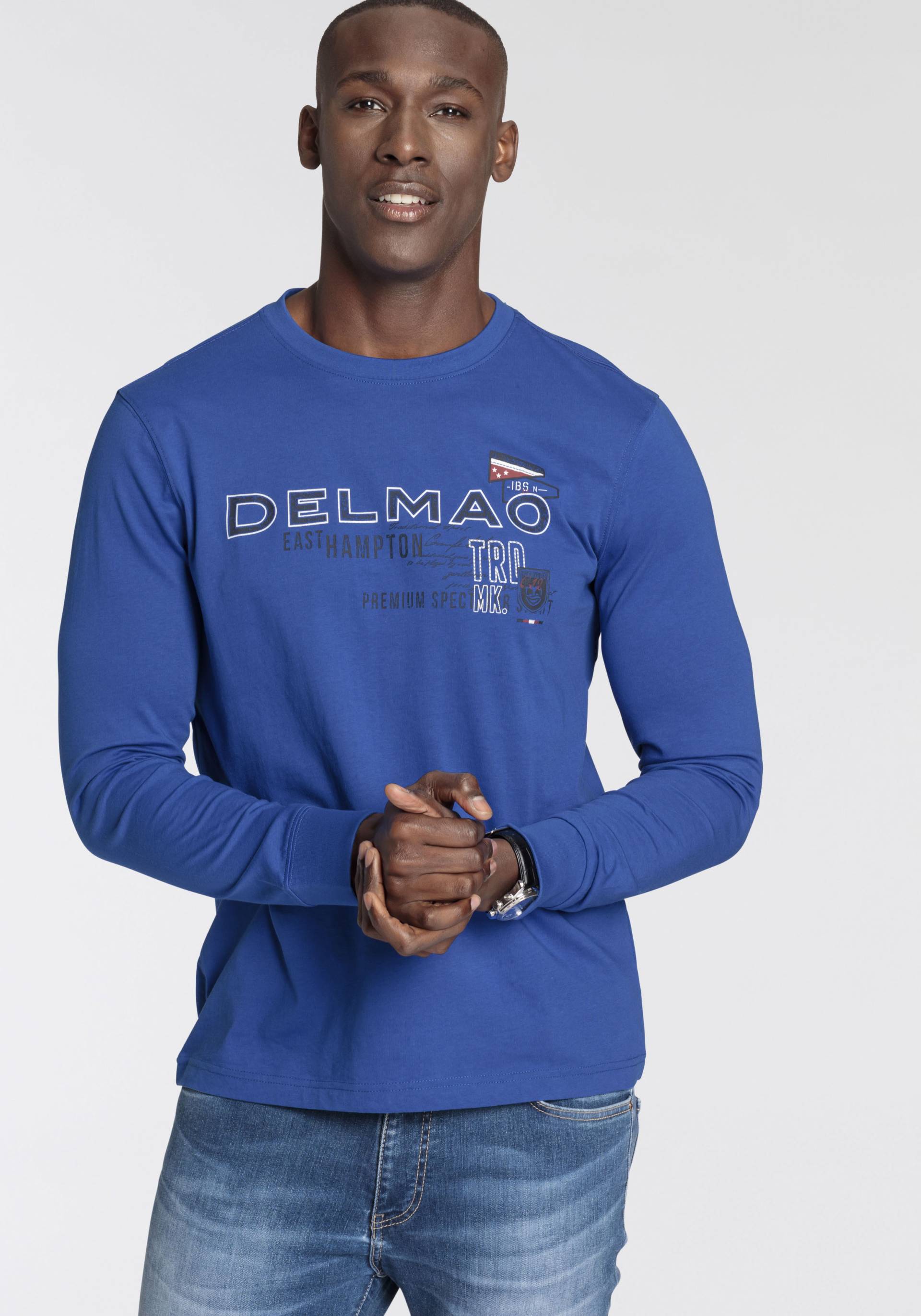 DELMAO Langarmshirt, schmale Passform, bedruckt, Rundhalsausschnitt, aus Baumwolle DELMAO Langarmshirt, schmale Passform, bedruckt, Rundhalsausschnitt, aus Baumwolle von DELMAO