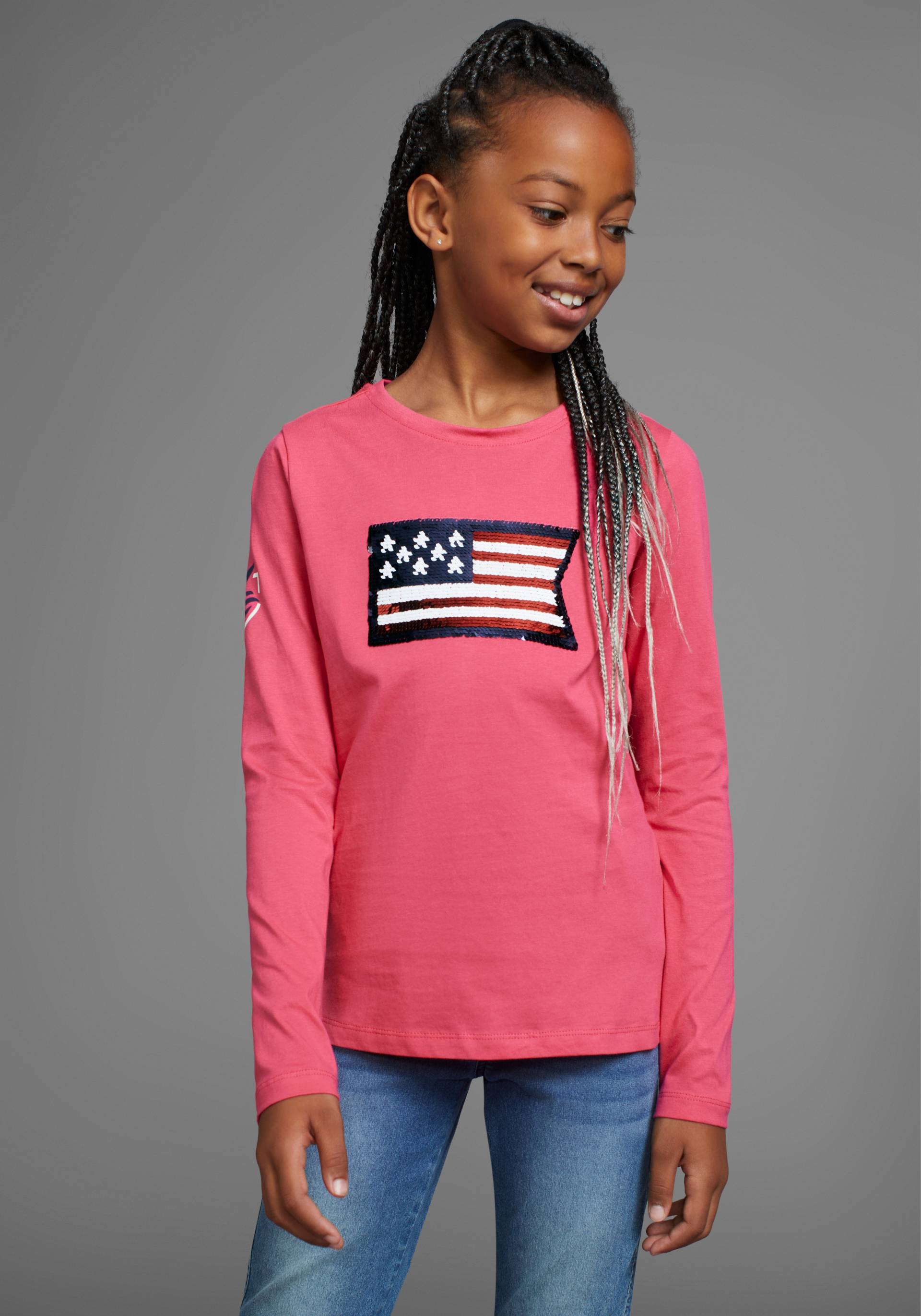 DELMAO Langarmshirt »Mit Wendepailletten«, Pailletten in 2 Farben zu tragen DELMAO Langarmshirt »Mit Wendepailletten«, Pailletten in 2 Farben zu tragen von DELMAO