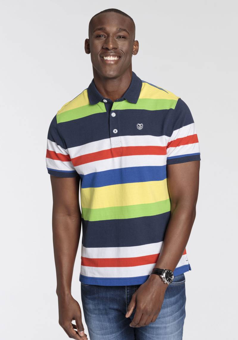 DELMAO Poloshirt, mit Stickerei und Multicolour Streifen von DELMAO