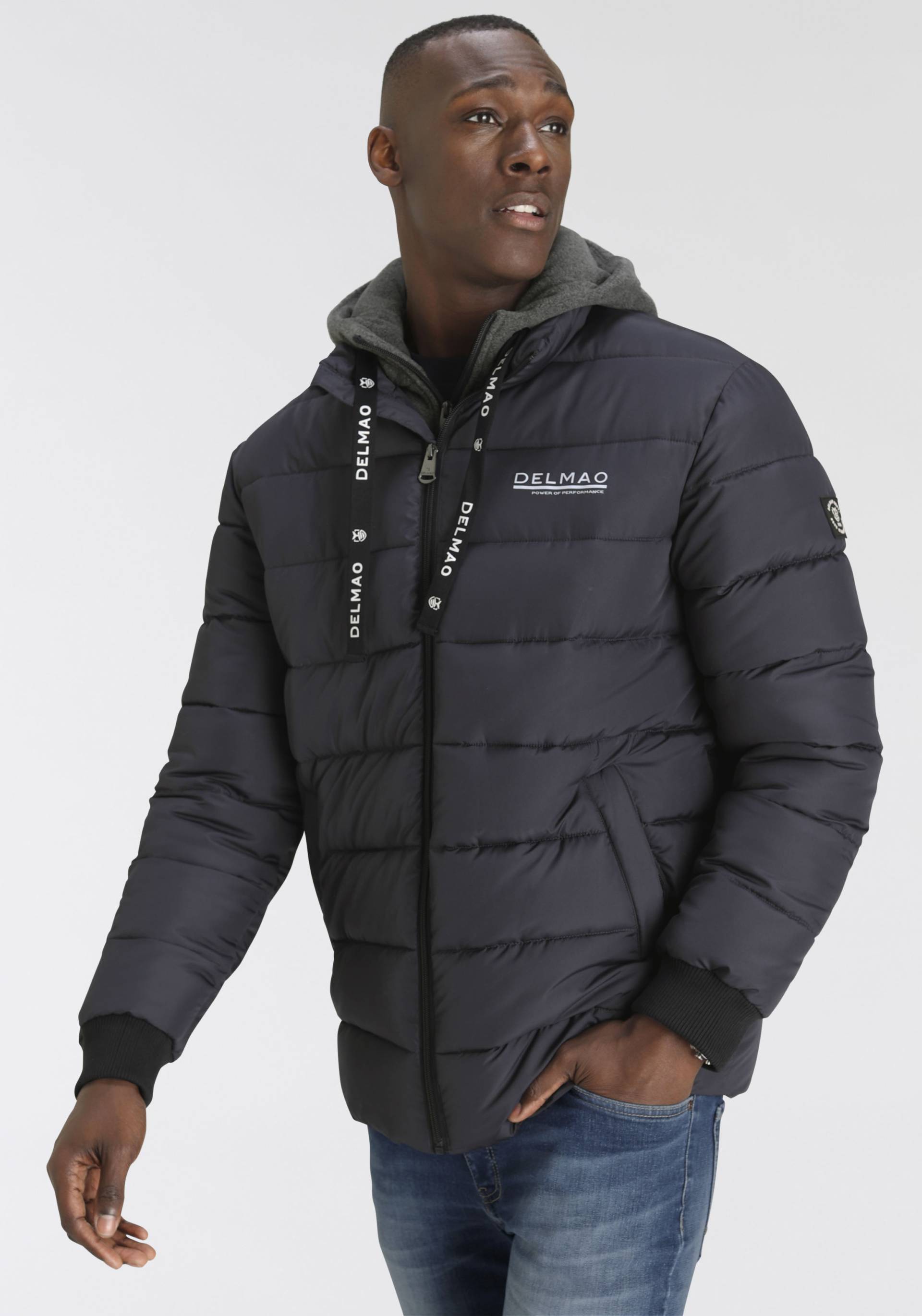 DELMAO Steppjacke, mit Kapuze, 2 in 1 Effekt mit heraustrennbarem Kapuzen Fleece Einsatz-NEUE MARKE! von DELMAO