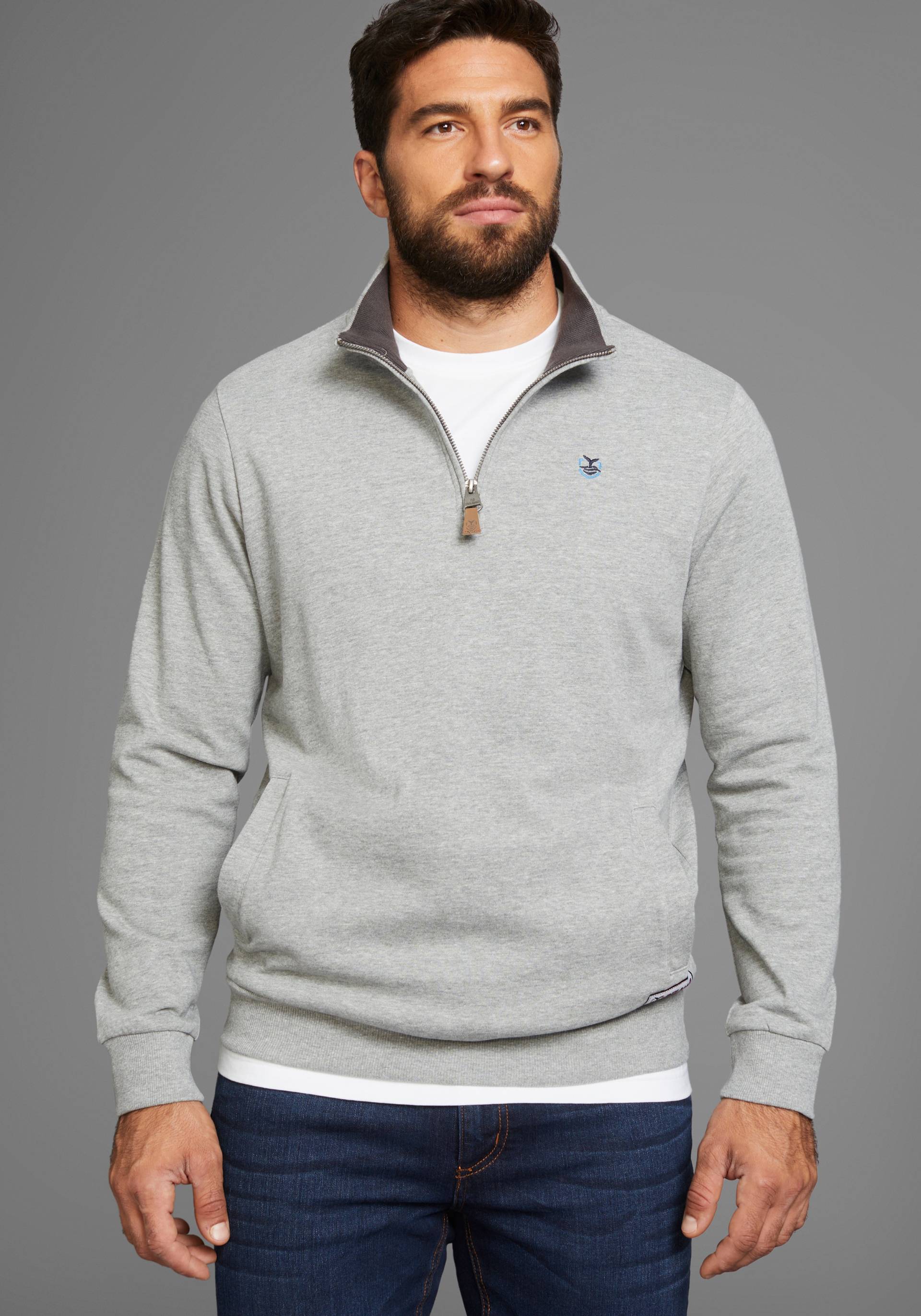 DELMAO Sweatshirt, mit Henley Kragen - NEUE KOLLEKTION von DELMAO