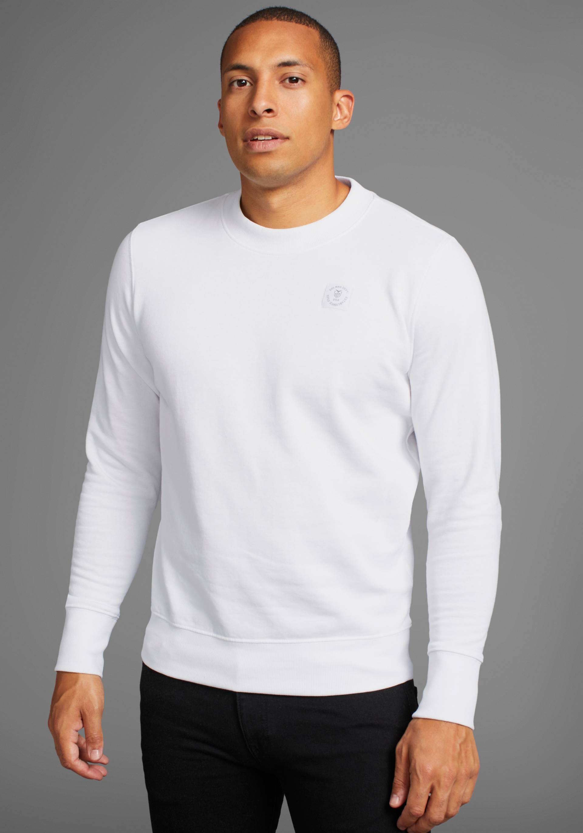 DELMAO Sweatshirt, Langarm, Regular Fit, unifarben, Basic-Stil von DELMAO