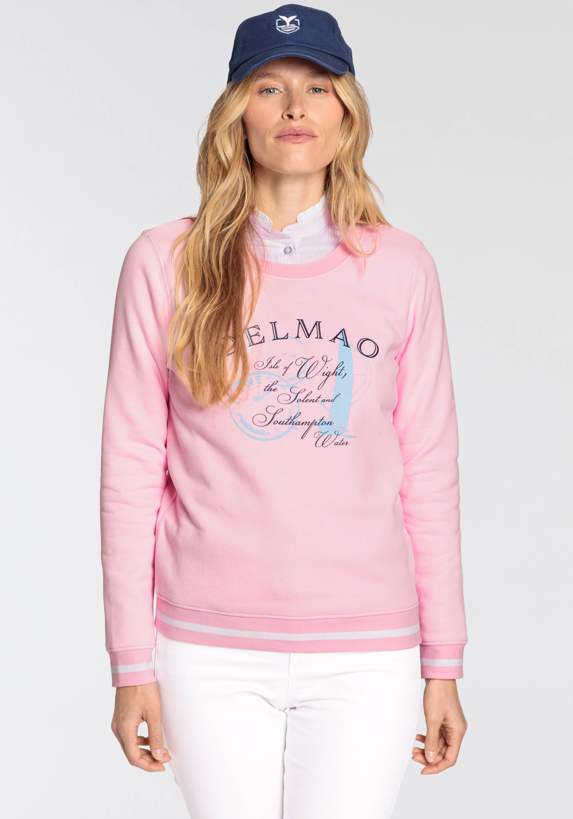 DELMAO Sweatshirt, mit sportiven Kontraststreifen in den Bündchen von DELMAO