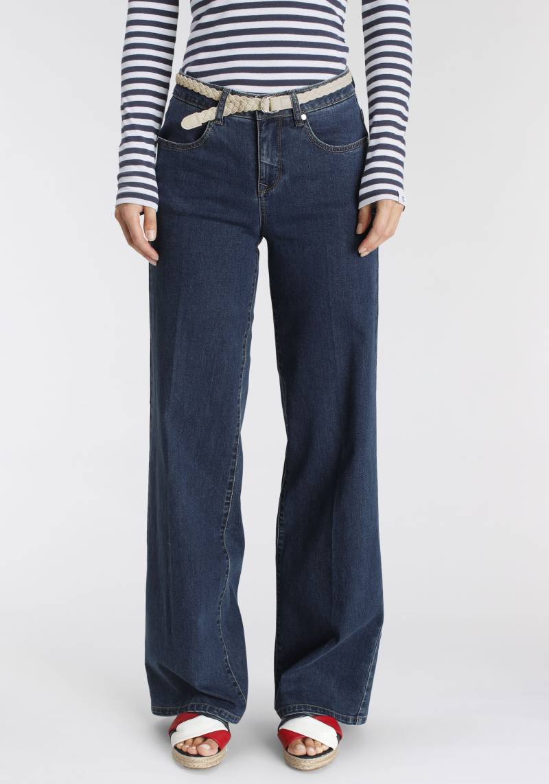 DELMAO Weite Jeans, (Set, 2 tlg., mit Gürtel), mit modischem Flechtgürtel ---NEUE MARKE! von DELMAO