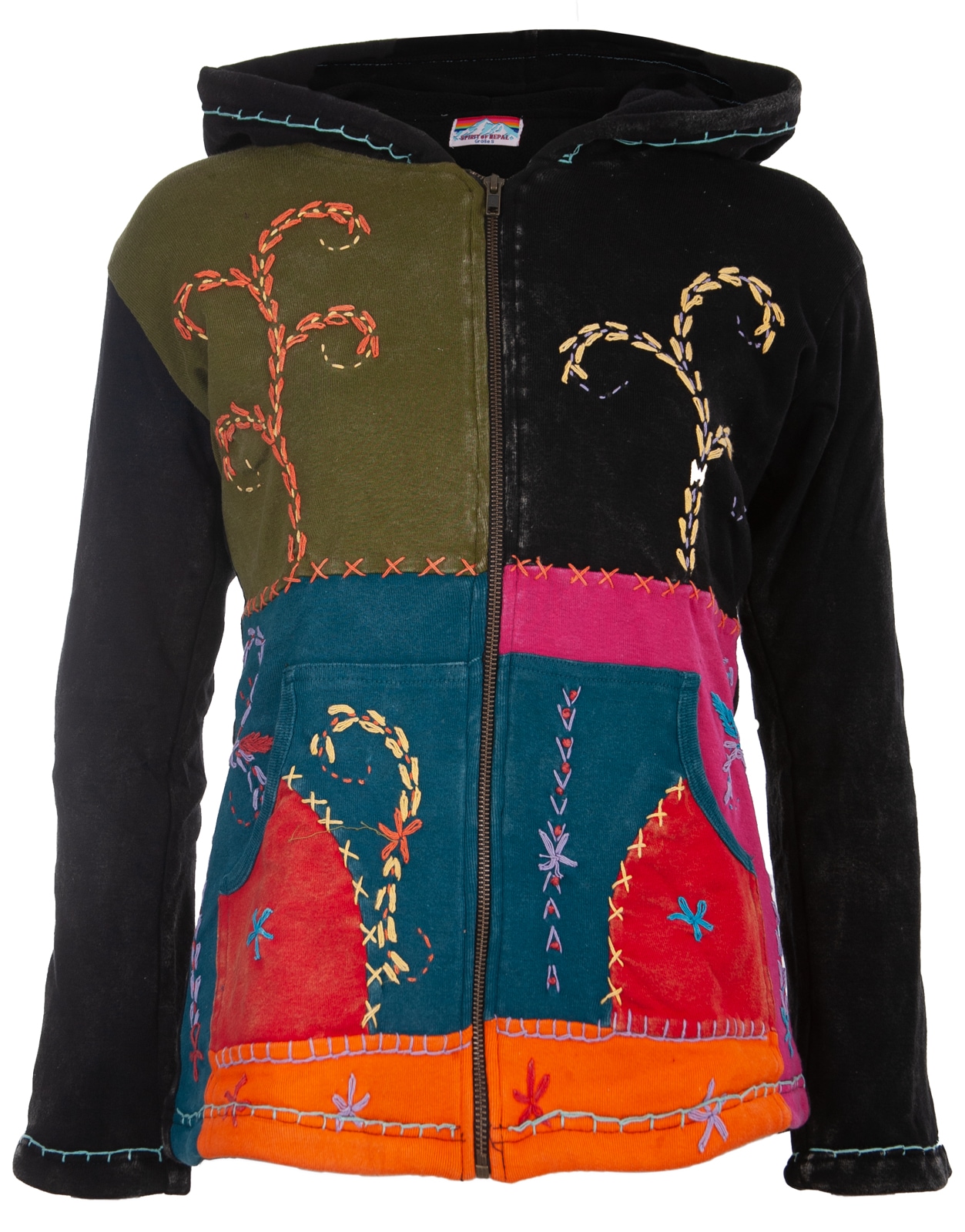 DEPROC Active Fleecejacke »Patchwork NUNAVUT FLOWER POWER Black & Color SUMMER« von DEPROC Active